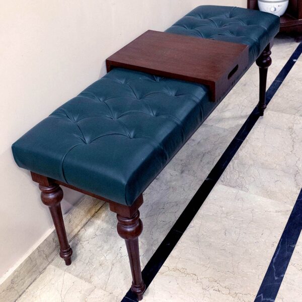 Tufted Tranquility Bench with Tray